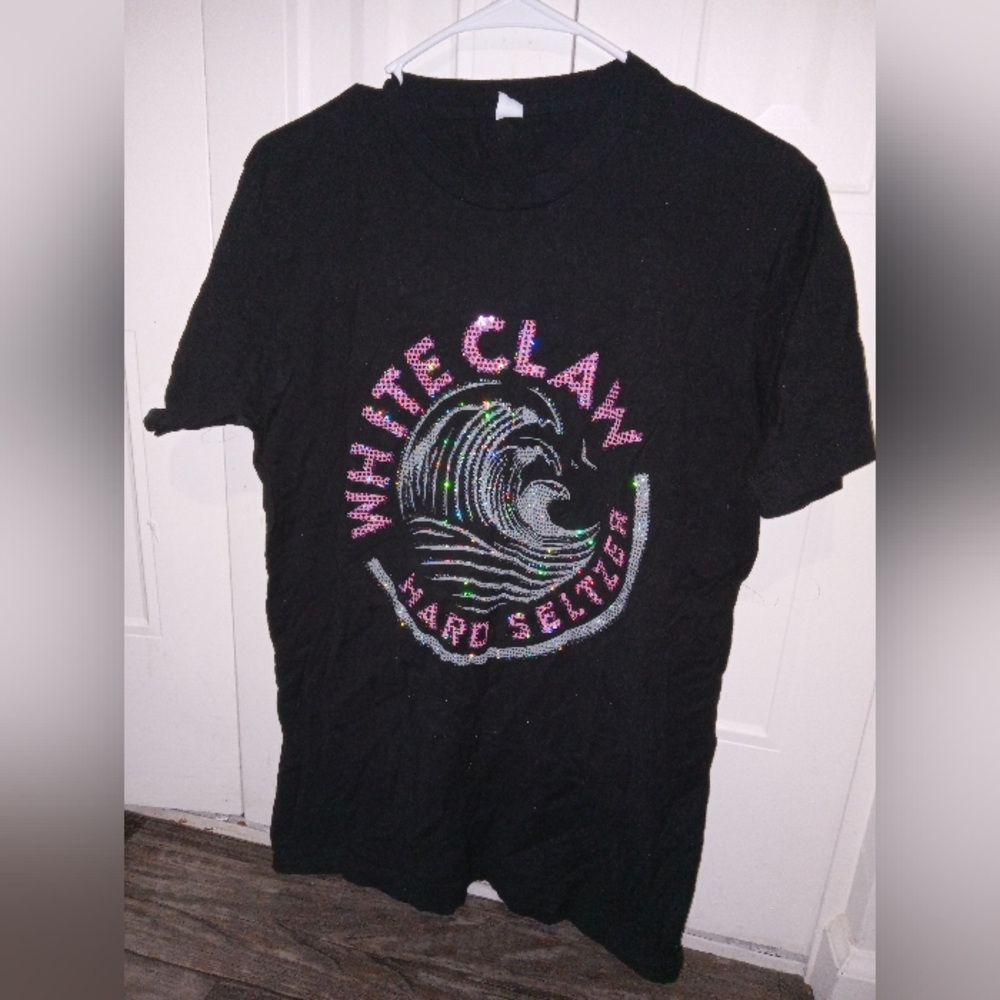 Black Rhinestone White Claw Tee